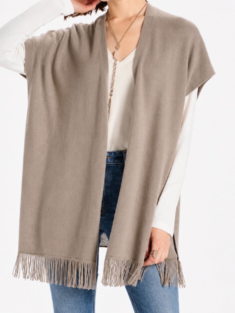 Lucky Brand Cashmere Blend‎ Fringe Poncho Size XS